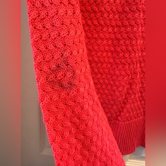 American Eagle Neon Pink Sweater Knit Wide Neck Back Zipper Pullover - Picture 5 of 7